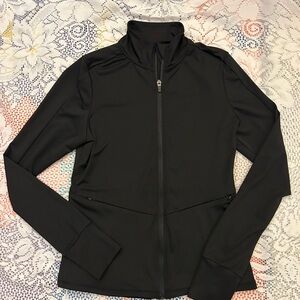 Nicole Miller Black Zip-Front Thumbholes Sport Jacket